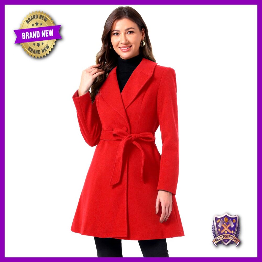 Elegant Shawl Lapel Trench Coat Single Breasted Belted Long Overcoat Classic